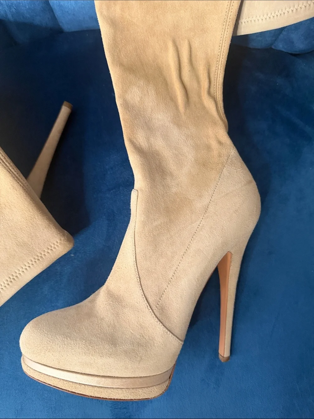 Casadei Women’s Over-The-Knee Platform Stiletto Boots - Tan Suede